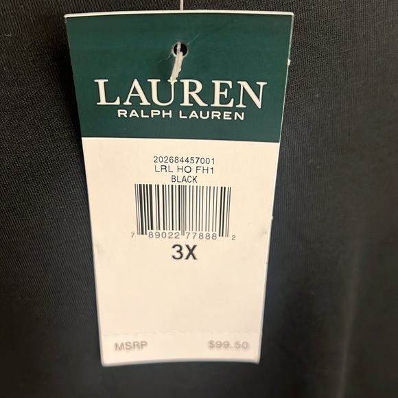 NWT Ralph Lauren Black Lace Sleeve Cotton Viscose Elegant Blouse, Sz. 3XL. - Picture 5 of 9